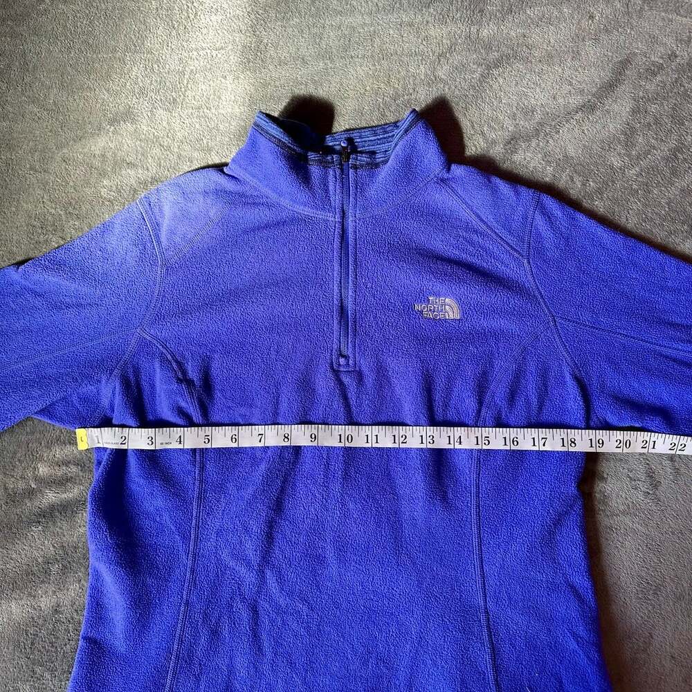 North Face Women's Quarter Zip Fleece Blue Pullover Jacket Sz L - Picture 5 of 6